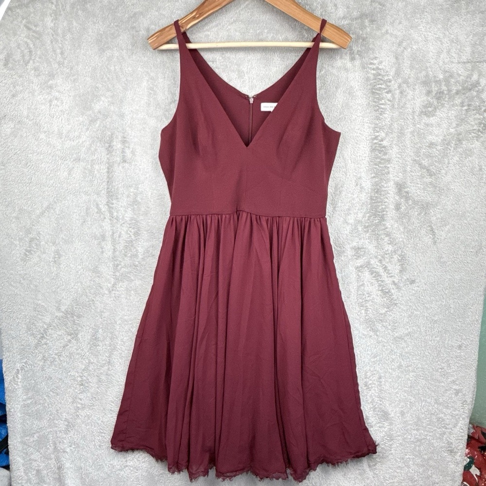 Dress the Population Dress Womens L Maroon Sleeveless Fit & Flare Cocktail Lace